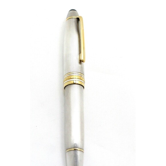 MONTBLANC SOLITAIRE FOUNTAIN PEN 144S STERLING SILVER BARLEY AND GOLD PLATED - Picture 5 of 11